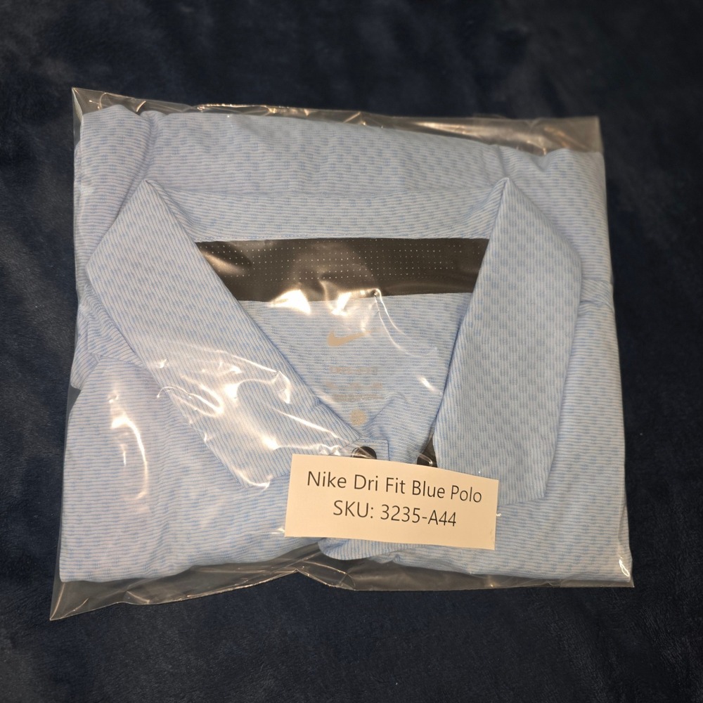 Nike Dri-FIT Polo Shirt Mens 3XL Blue Textured Golf Performance Top - Picture 12 of 16